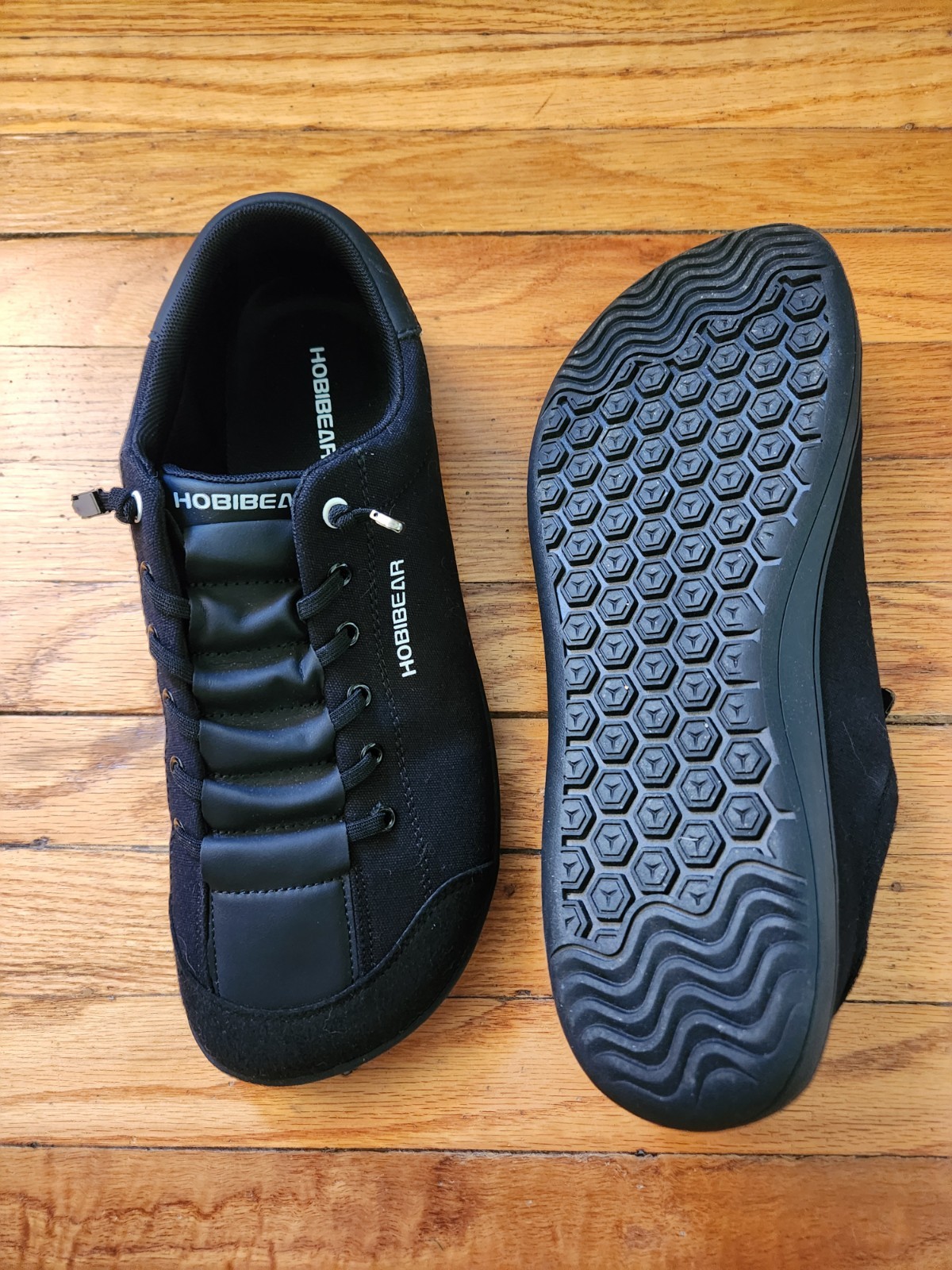 Hobibear Men Barefoot Zero Drop Shoes Minimalist Sneakers GST0071S Black Size 45