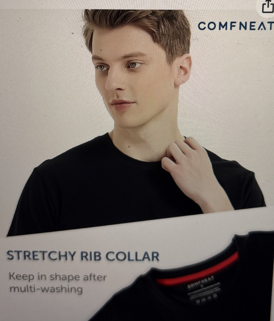 Comfneat Men’s 3-Pack Lightweight Crew Neck T-Shirts, Black. New