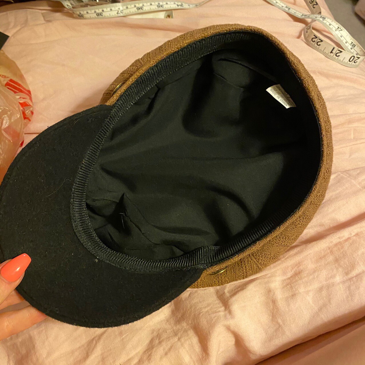 brown black gold cabby hat never worn fall City Europe Fashion Studs Chic