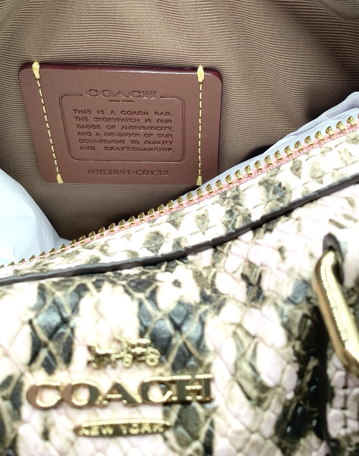 Coach Mini Rowan Crossbody Bag in Snake-Embossed Leather with Card Case – NWT