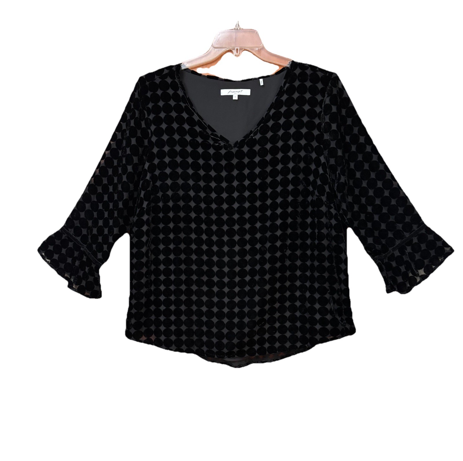 FOXCROFT VELVET BURNOUT TOP 1X {FITS XL} BLACK BELL SLV GOTHIC ROMANTIC COQUETTE