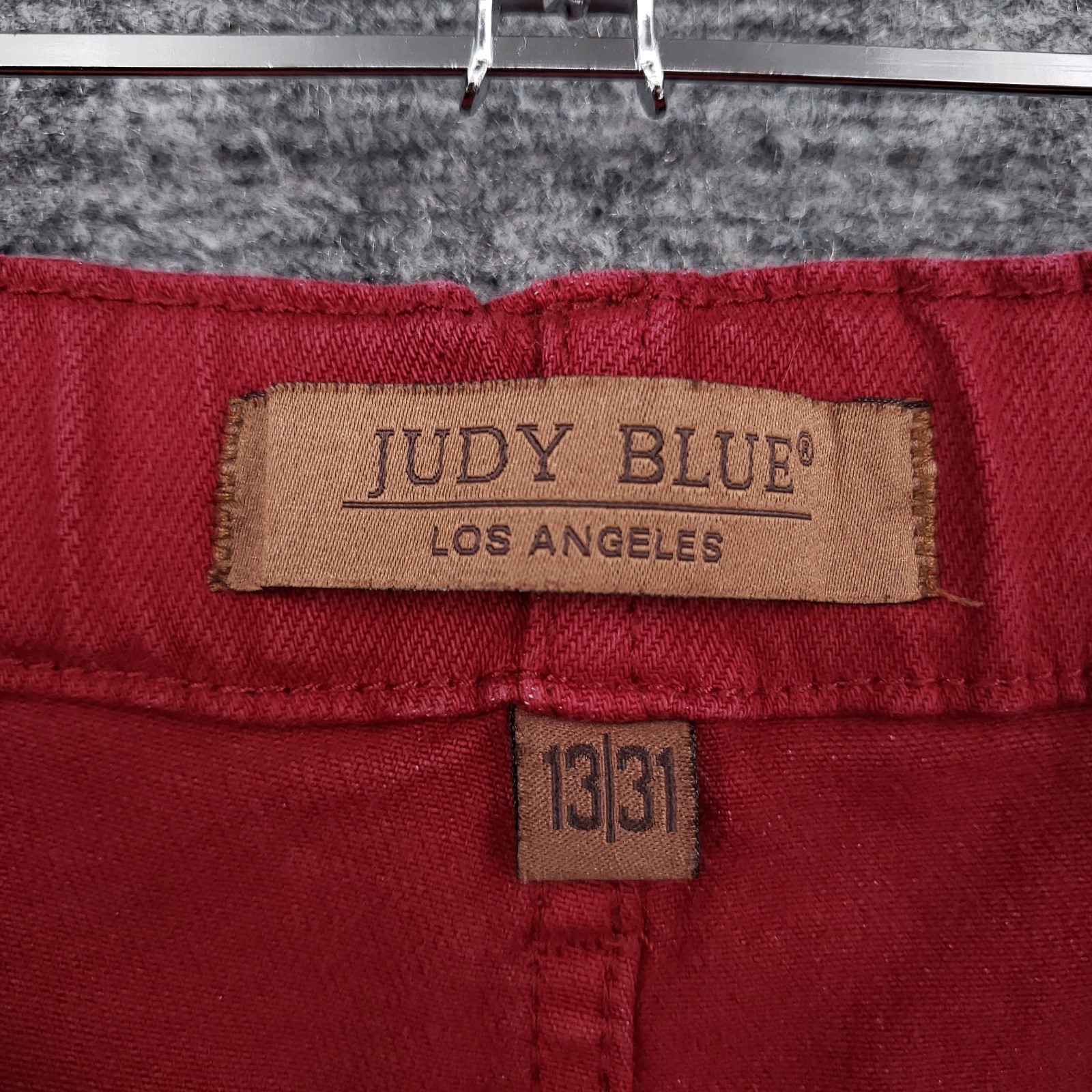 Judy Blue Scarlet Double Cuff Jogger Pants Womens 13×31 Red Garment Dyed Slim