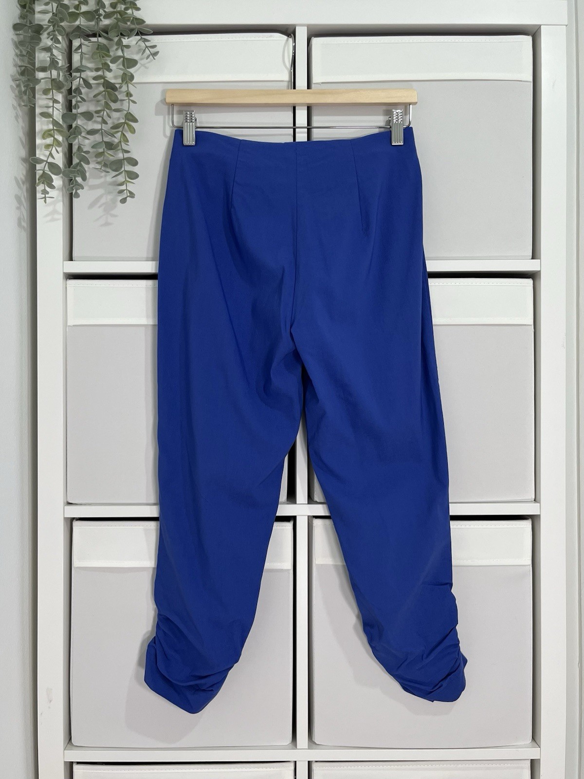Robell Susan 07 Ruched Trousers Size 8 Blue Pull On Elastic Waist W27 L21