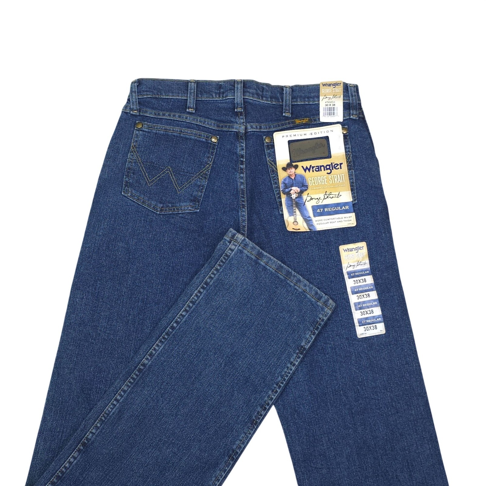 Wrangler George Strait Cowboy Cut 30×38 Jeans 47 Regular Mens Blue Denim