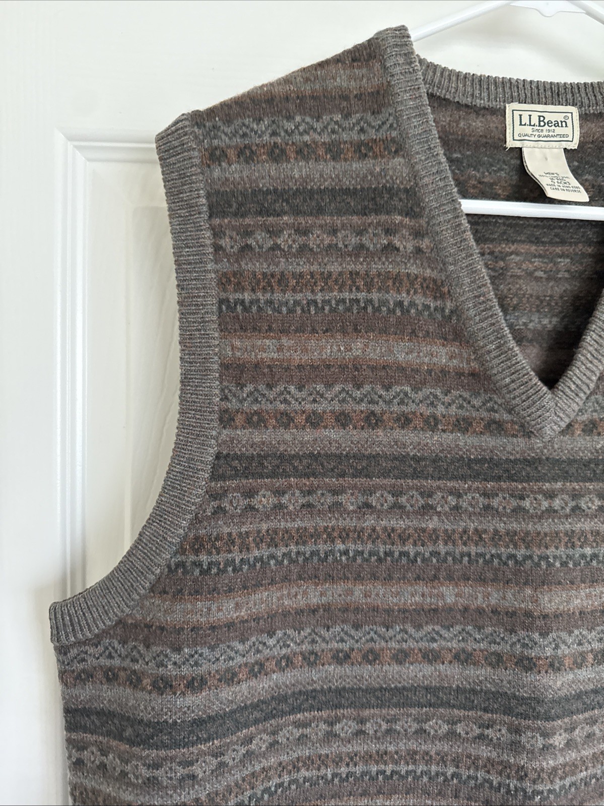 Vintage L.L. Bean Fair Isle Sweater Vest Men’s Large 100% Lams Wool