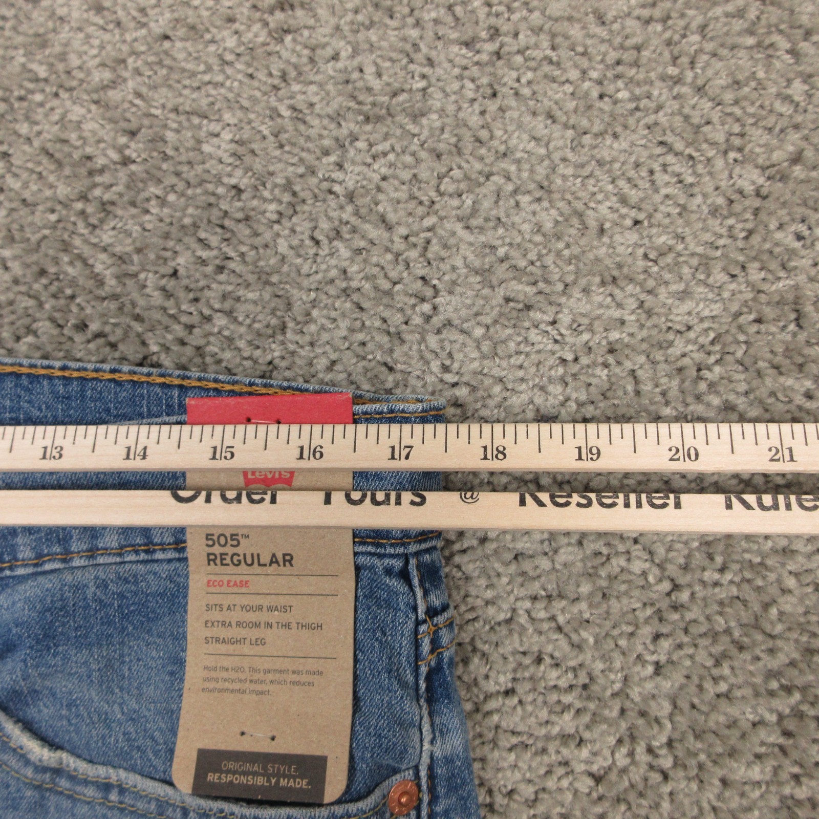 Levis Jeans Mens 34×36 Blue 505 Regular Straight Faded Eco Ease Denim Pants