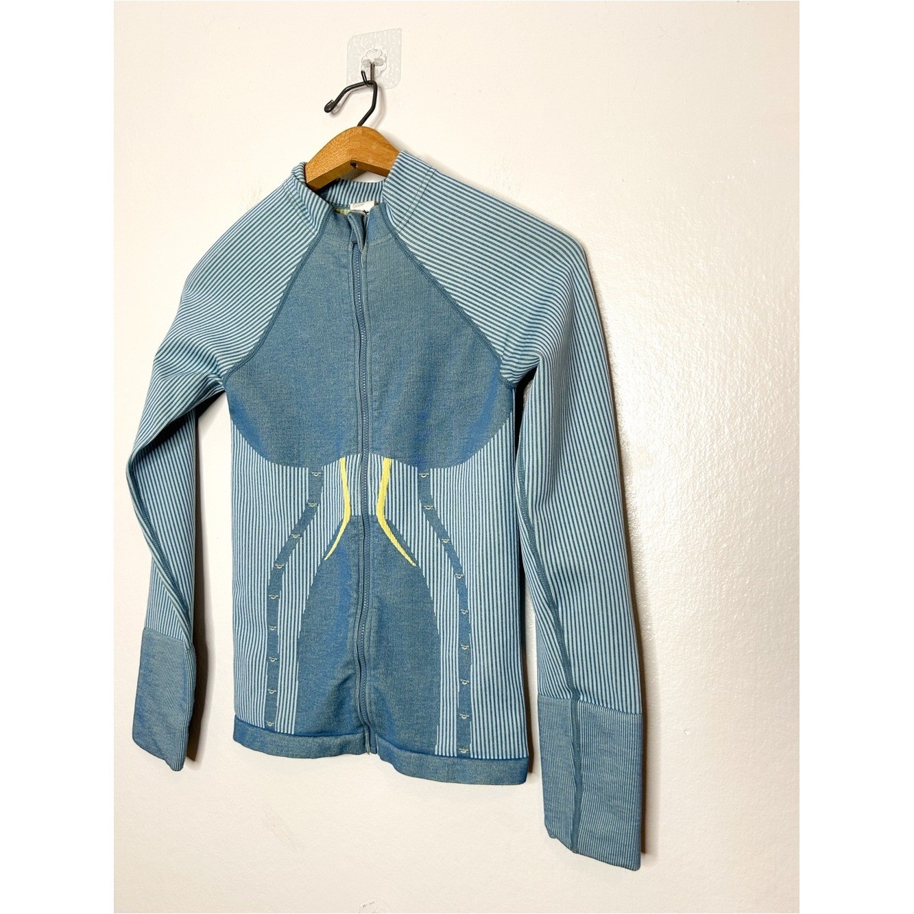 Fabletics Womens Cassidy Seamless Zip Front Jacket Blue Athletic Jacket XS