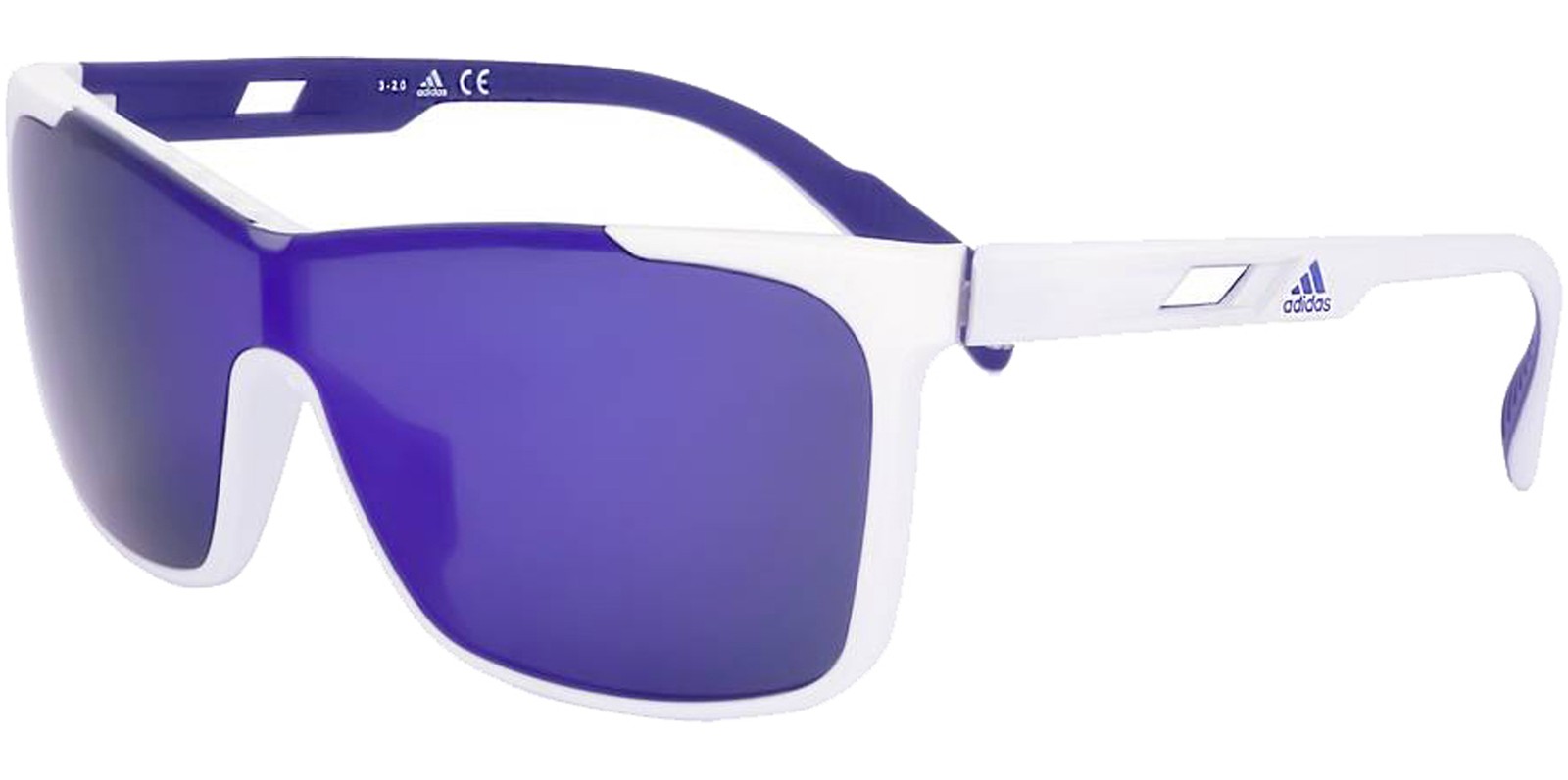Adidas White Shield Sunglasses w/ Mirror Lens – SP0019 21X 00