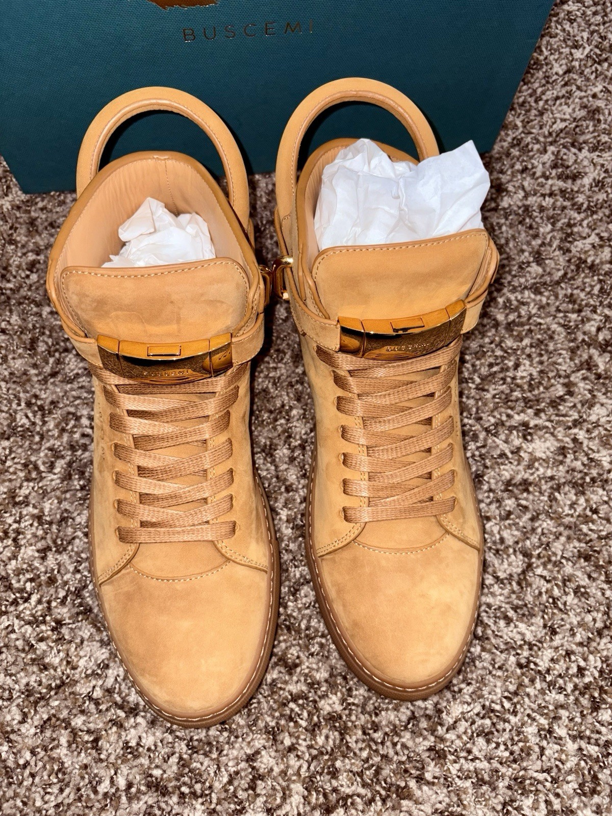 BUSCEMI Men’s 100mm High Top Sneakers Italian Leather, Size 43