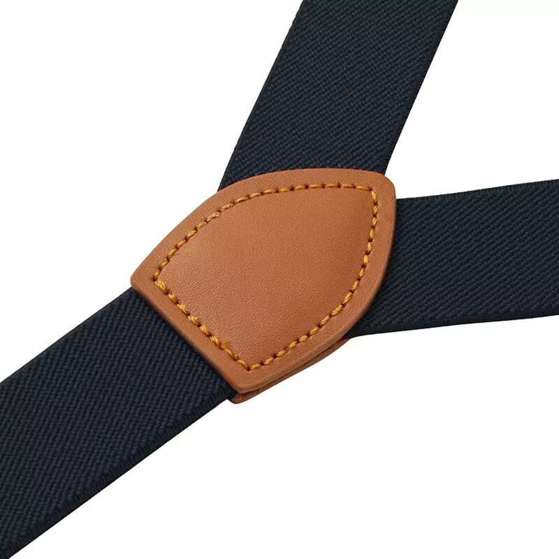 2PCS Men’s Suspenders Y Back Adjustable Leather Y-Shaped Hooks Pants Braces