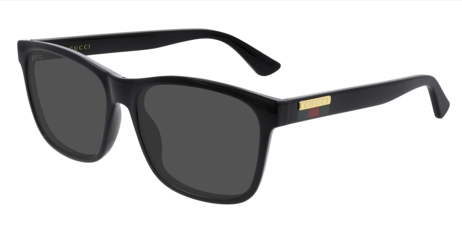 GUCCI GG0746S 001 Black Shiny Grey Square 57 mm Men’s Sunglasses