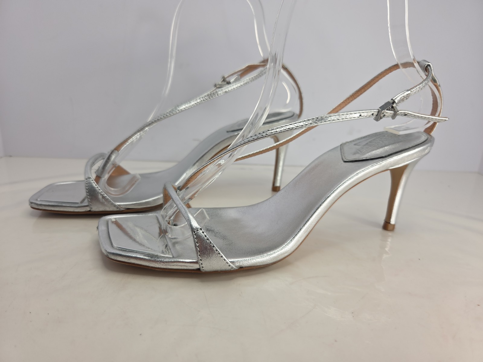 Schutz High Silver Leather Sandal w/Detachable Leather Gladiator Ties Sz 7.5B