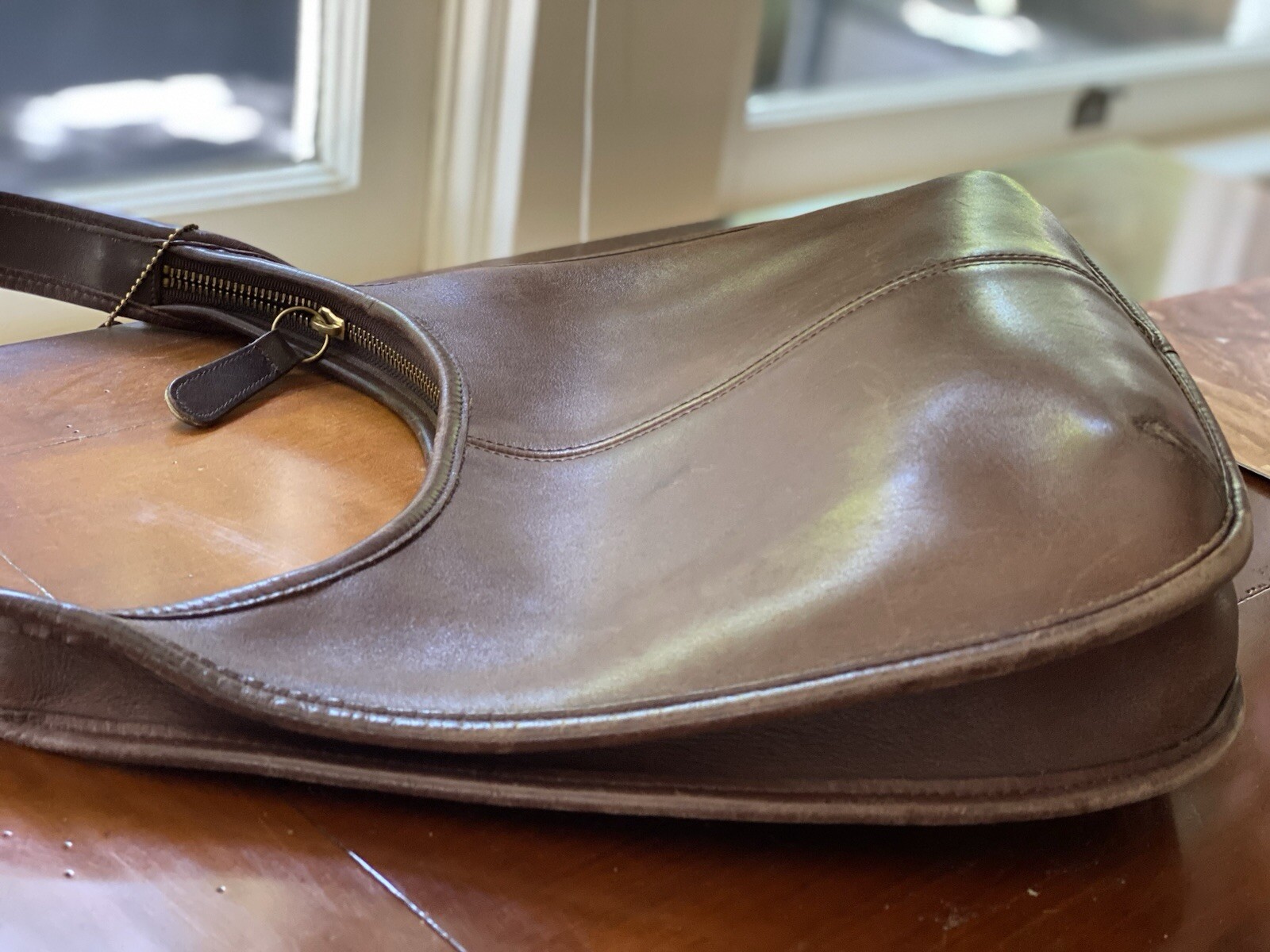 Vintage Coach Womens Brown Ergo 9025 Inner Pockets Shoulder Strap Hobo Bag