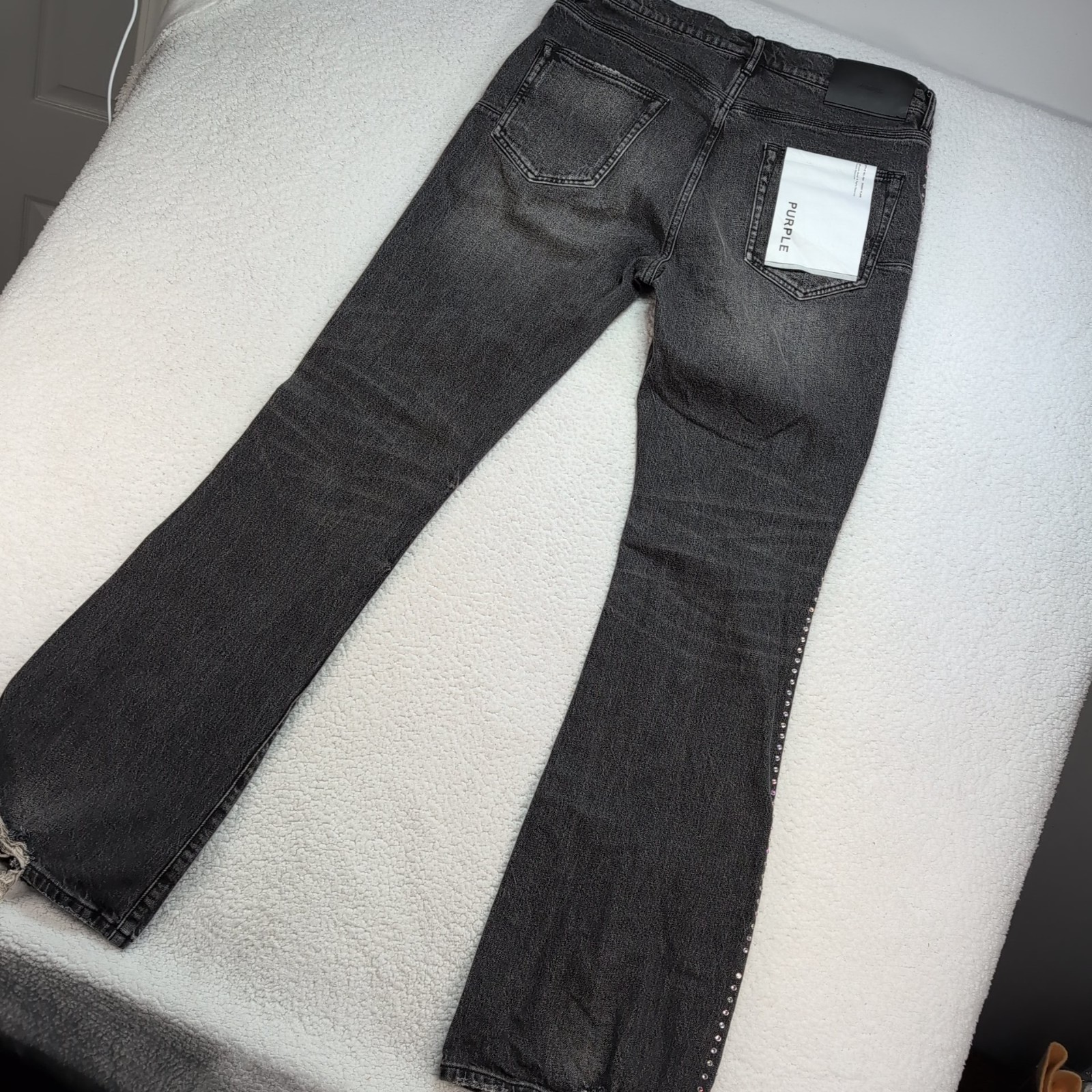 Purple Brand P004 Jeans Mens 36×34 Black Studded Distressed Rockstar