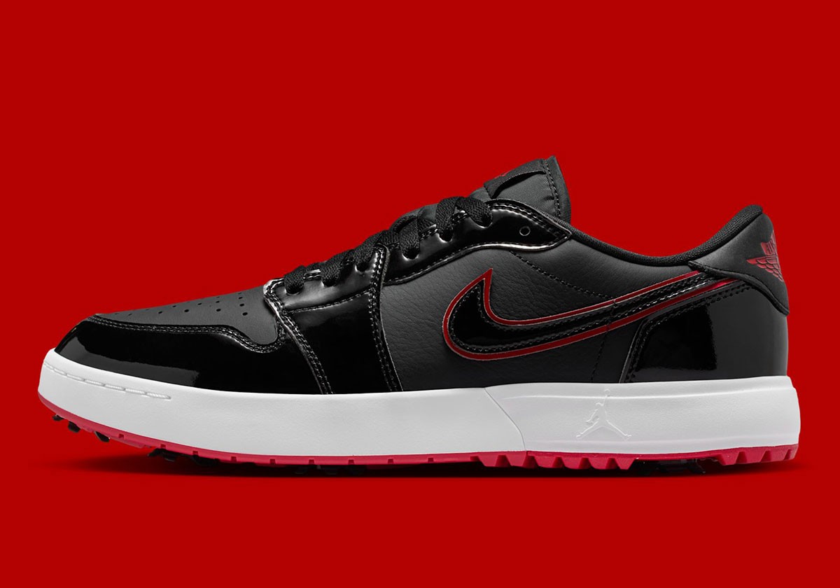 Nike Air Jordan 1 Low G Golf Bred Patent Black Varsity Red IQ3417-002 sz 7.5 Men