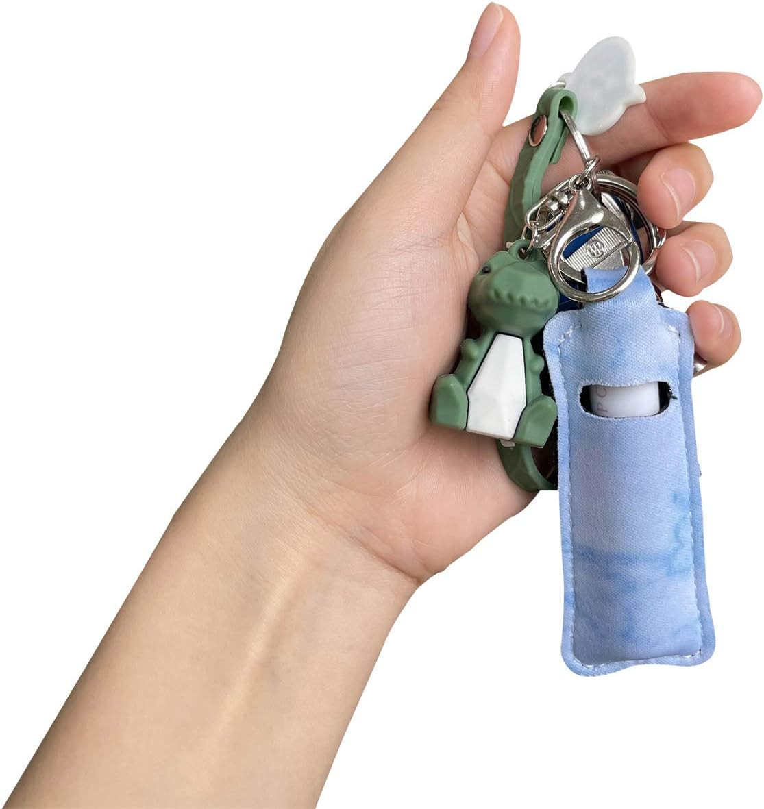 5-Piece Marble Chapstick Clip-On Sleeve Pouch Neoprene Keychains Lipstick Hol…