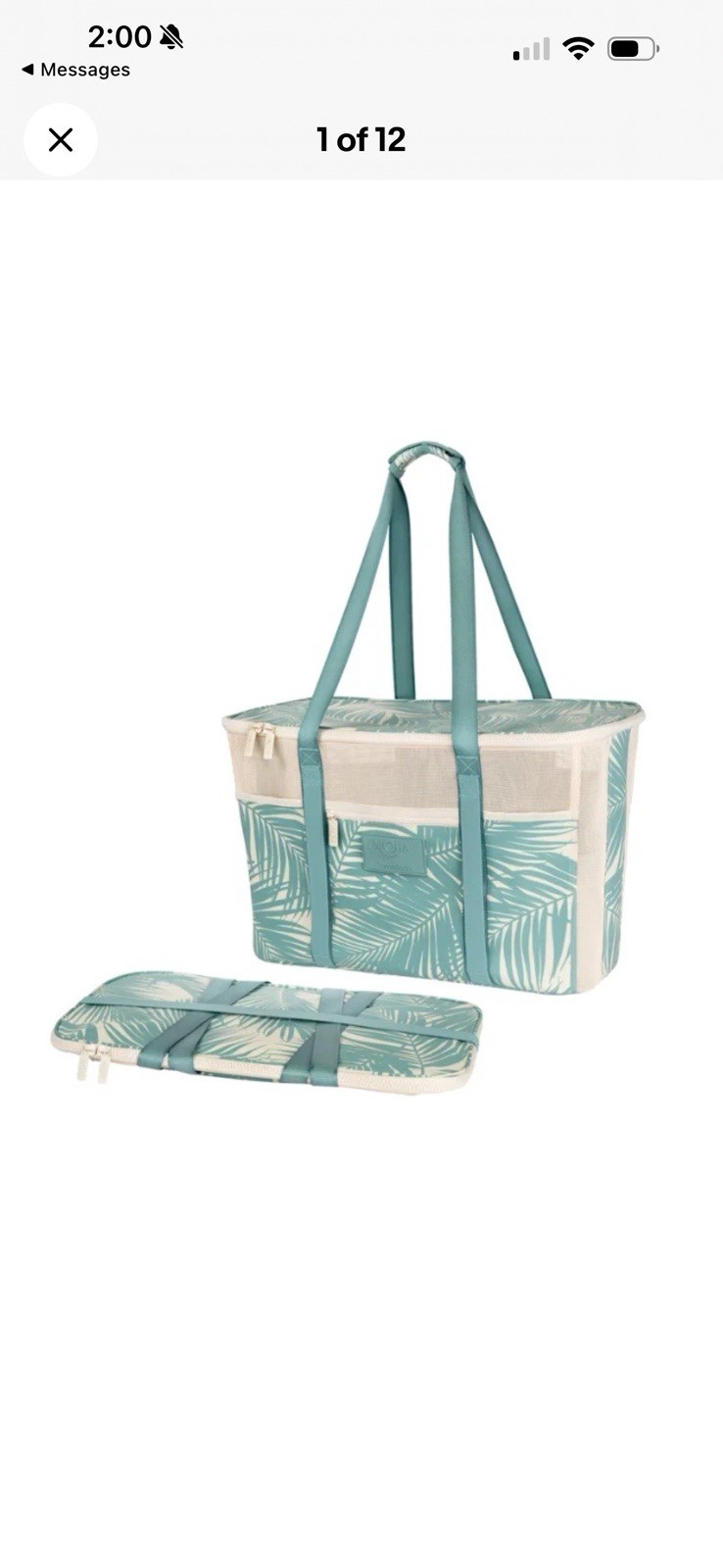 ALOHA Collection CleverMade Collapsible Beach Tote Bag Green NWT