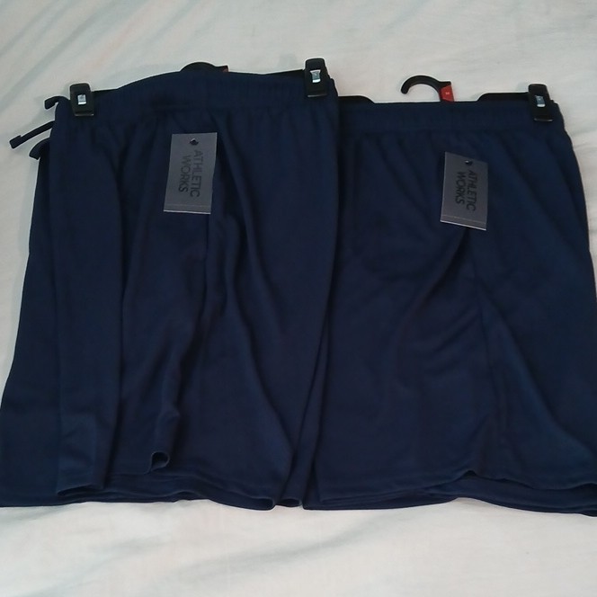 2 Pairs Athletic Works Core Short Men’s M 32-34 Blue Mesh Gym Drawstring