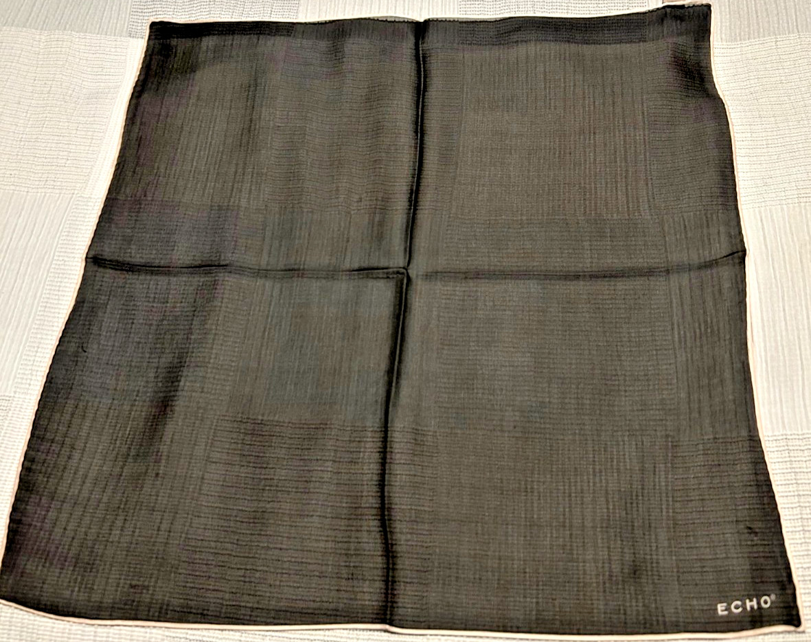 Echo – NEW 21 x 21 In. Small Sq. Black Solid Color 100% Silk Scarf- SS 1043