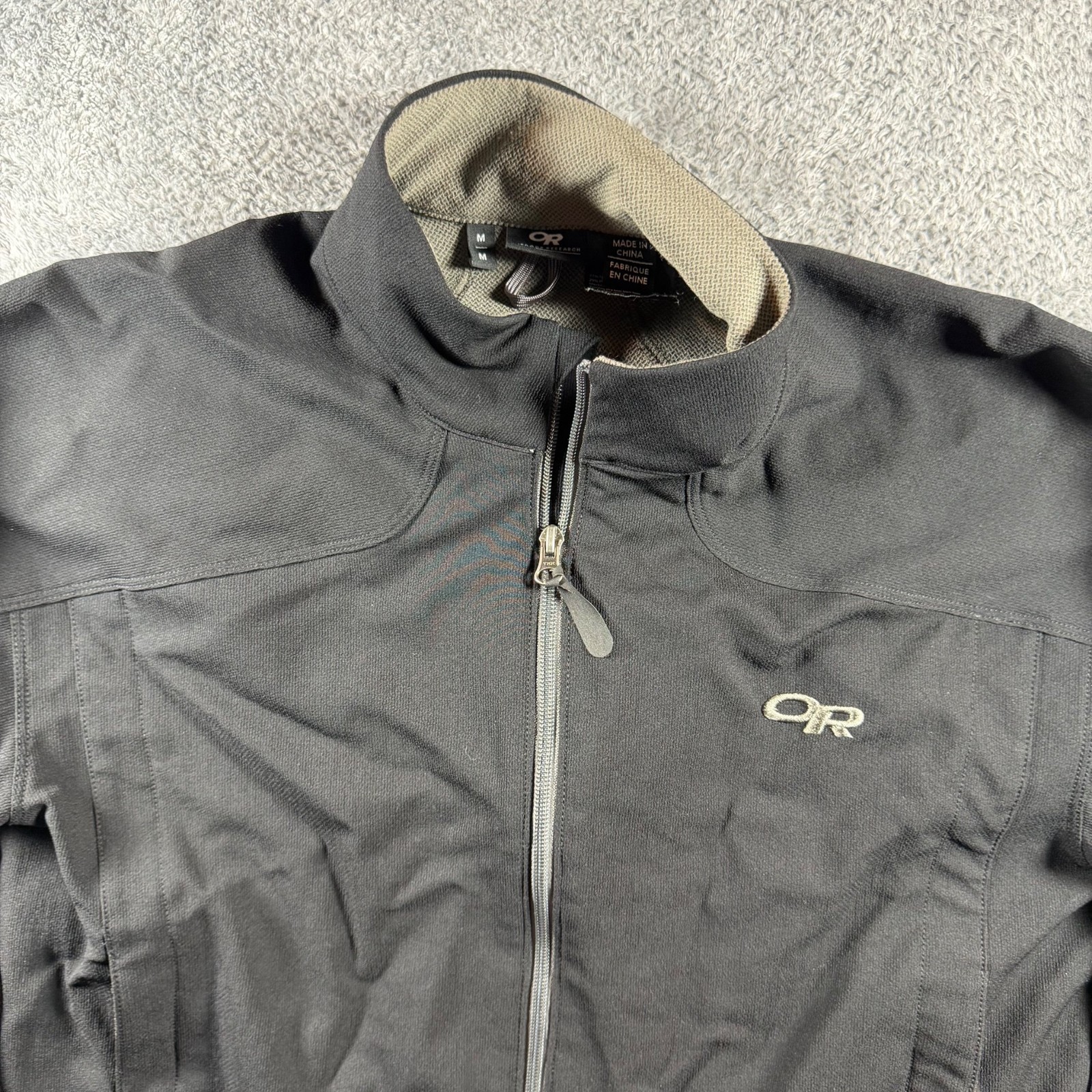 Outdoor Research Jacket Mens Medium Black Full Zip Transfer Soft Shell Hiking