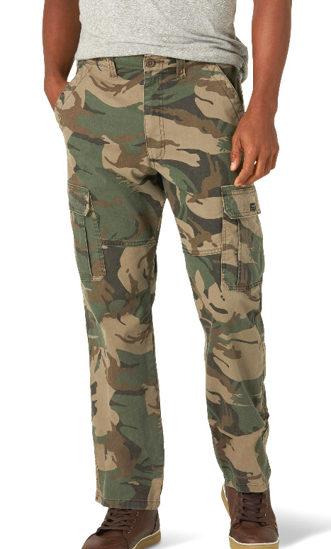 Men’s Wrangler Camo Cargo Pants w/ Stretch Relaxed Fit Tech Pocket CHOOSE SIZE