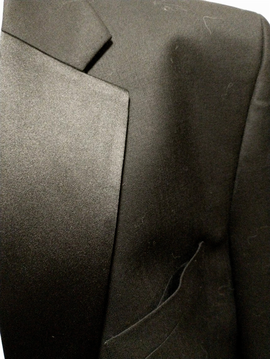 NWOT Jones New York Men Black 100% Wool Satin Detail 2 Button Tuxedo Blazer 46R