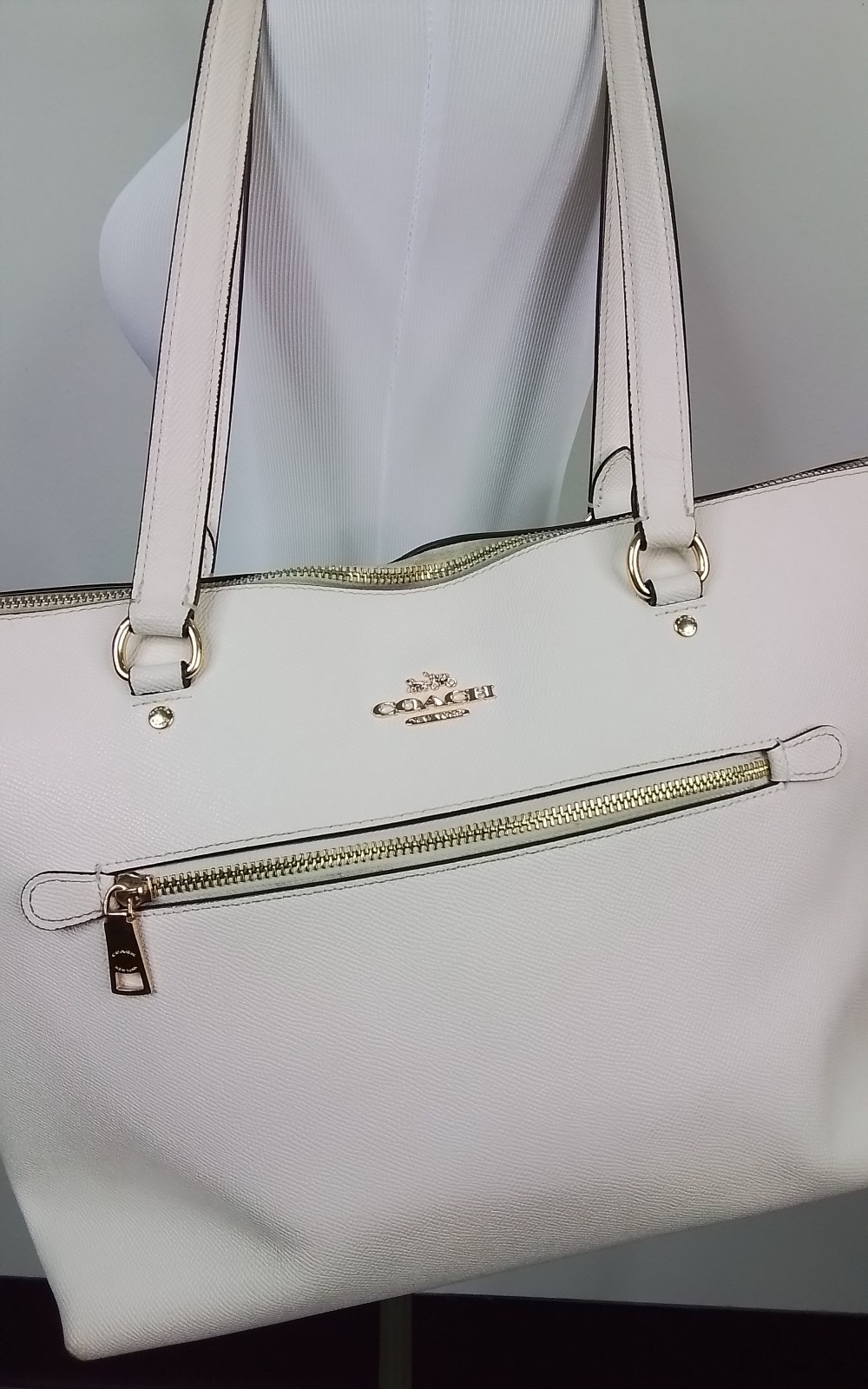 Coach Gallery Leather Tote Purse Gold/Chalk F79608 #J3032