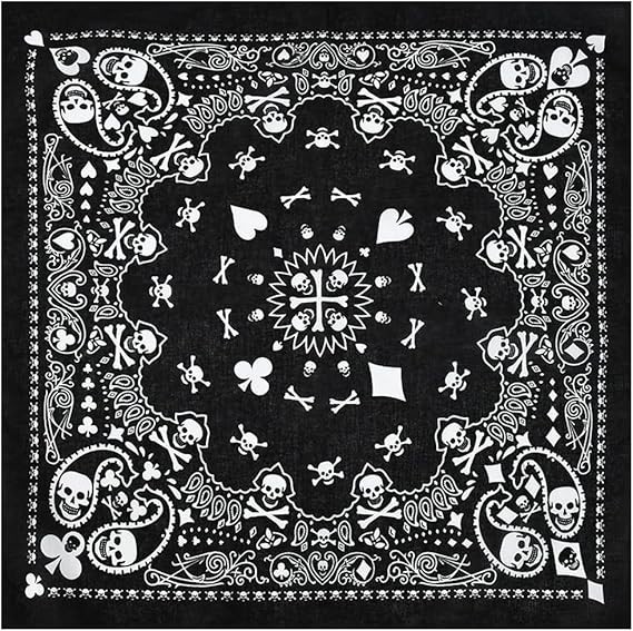 Bycc Bynn 4-Pack 100% Cotton Bandana Set, Vintage Graphic Print, 22×22 inches