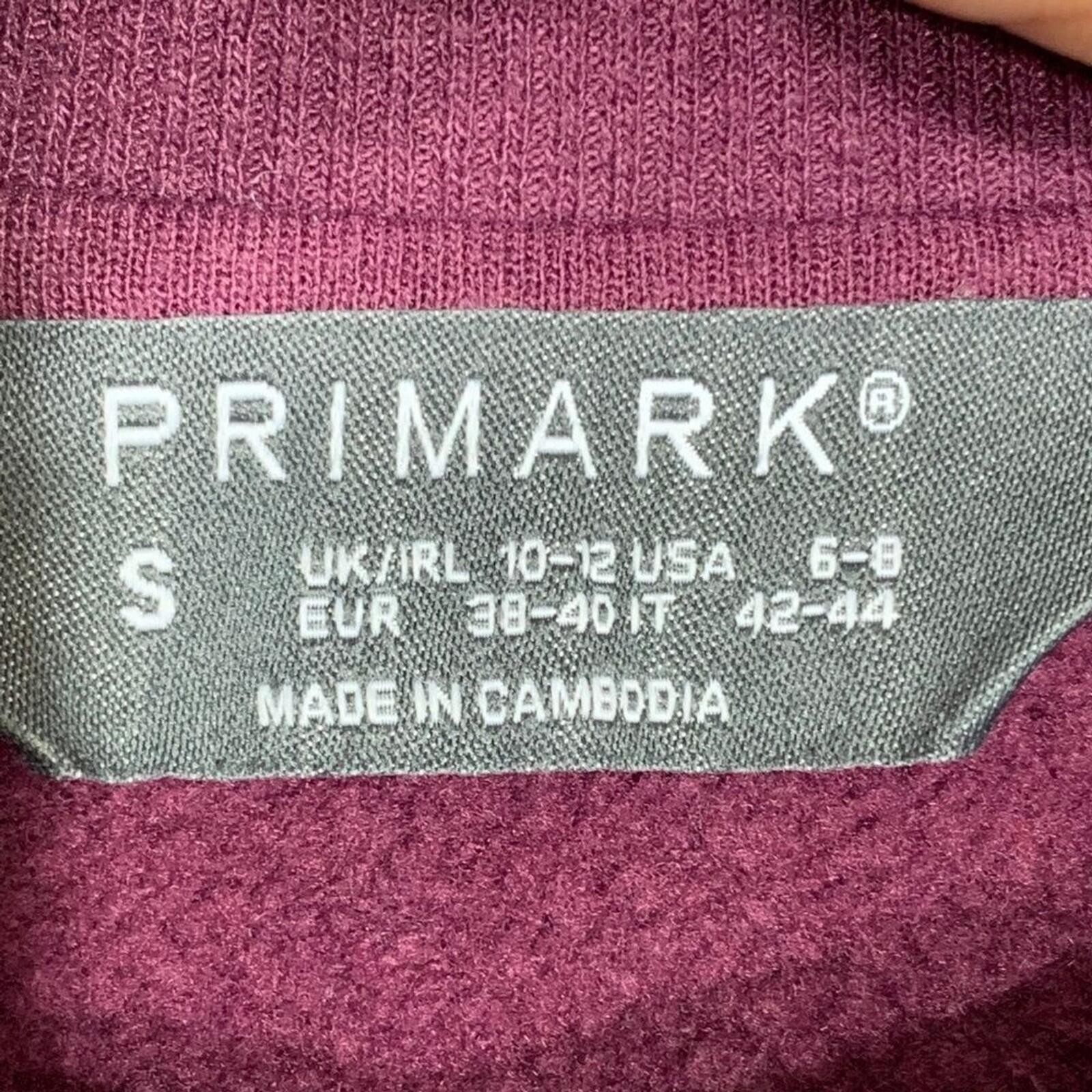 Primark Sweatshirt Womens S Burgundy Cropped Puff Sleeve Fleece Pullover Relaxed