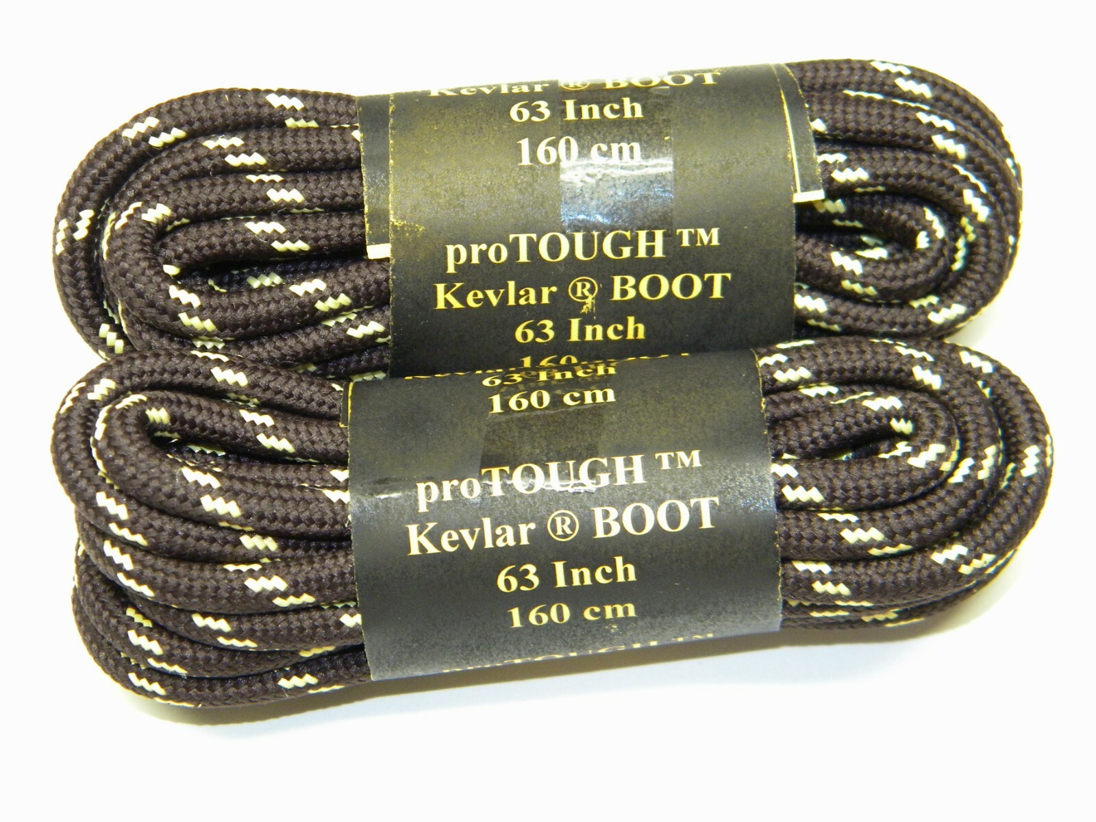 2 Pair Brown w/ Yellow Boot laces Shoestrings Round Heavy Duty made with Kevlar