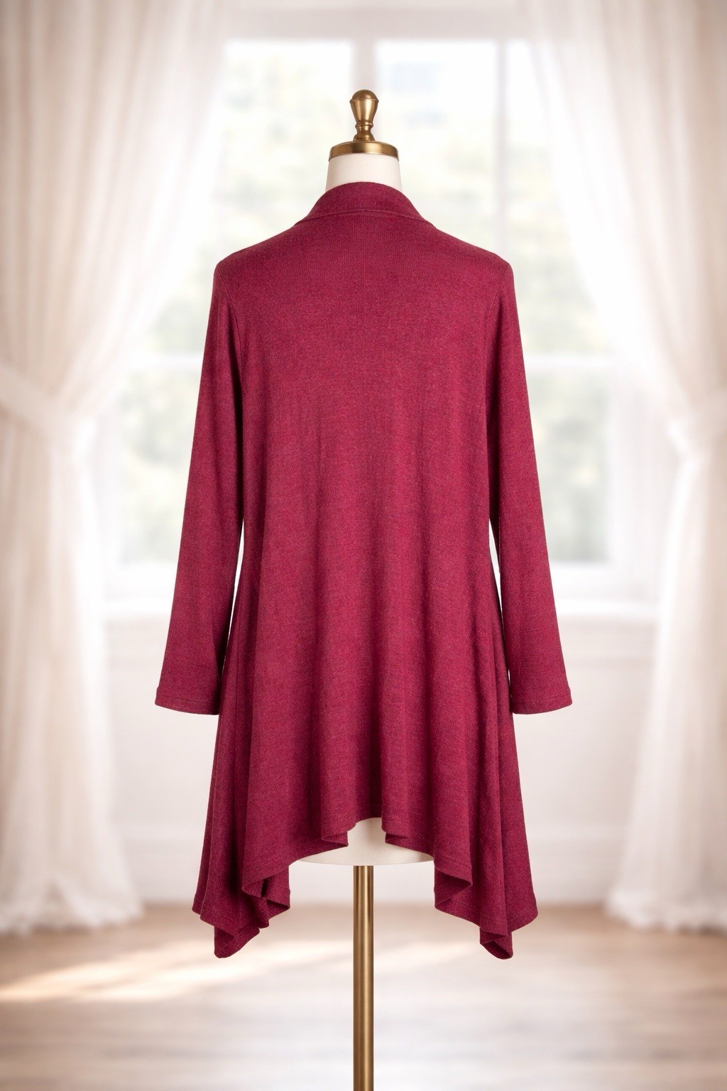 Any Body All Seasons Duster Cardigan Red Ribbed Knit Beach Vacation Cover Size M