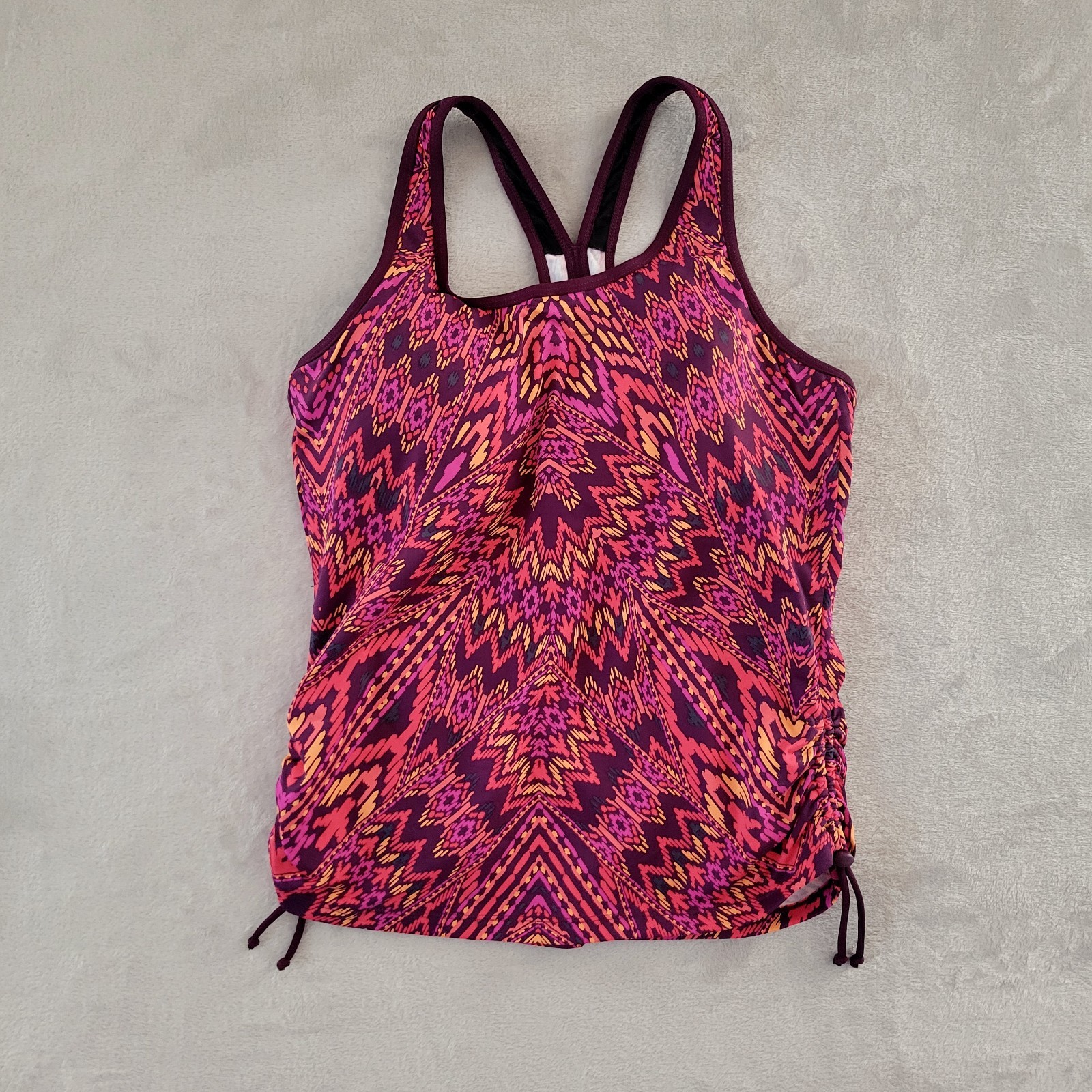 Athleta Raspberry Cayo Coco Ready To Run Tankini Swim Top L Padded