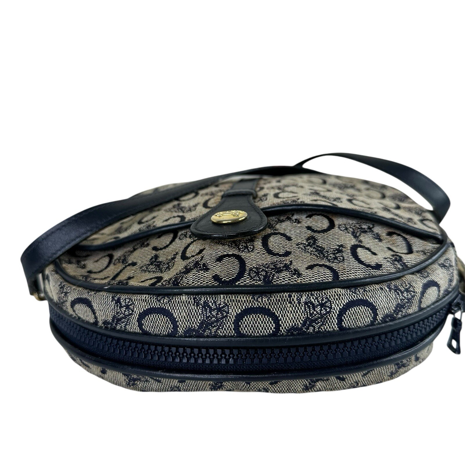 Celine Horse Carriage Hardware Monogram C Jacquard/Leather Shoulder Bag Blue