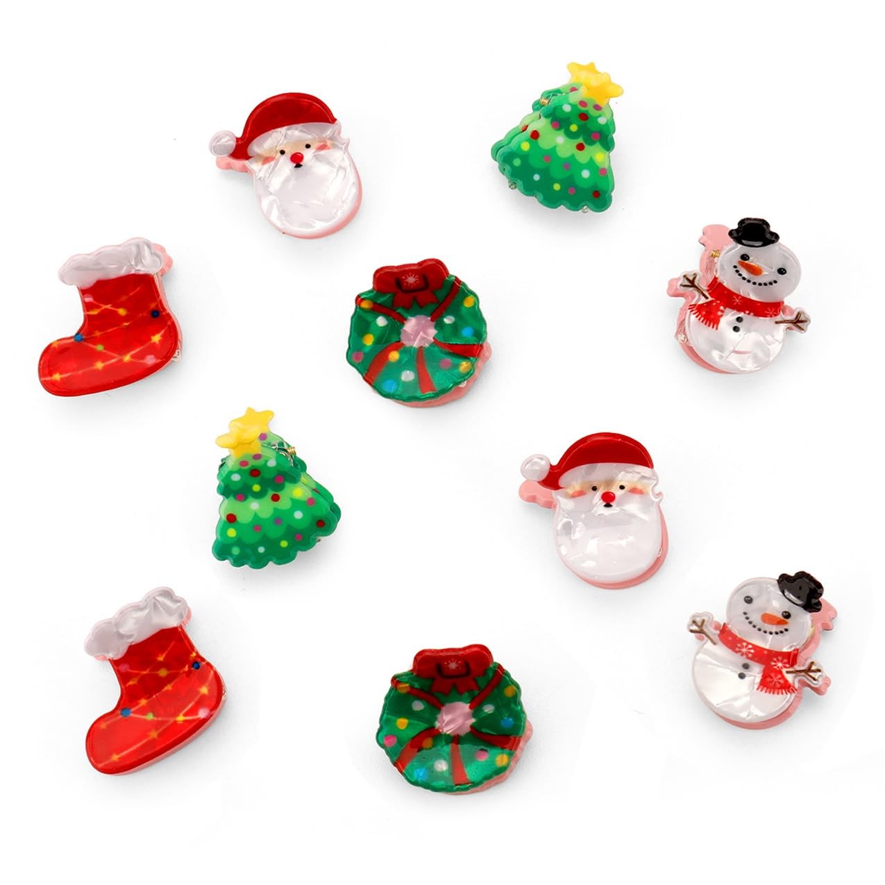 10PCS Mini Christmas Hair Claw Clips for 1 Count (Pack of 10), Set-A