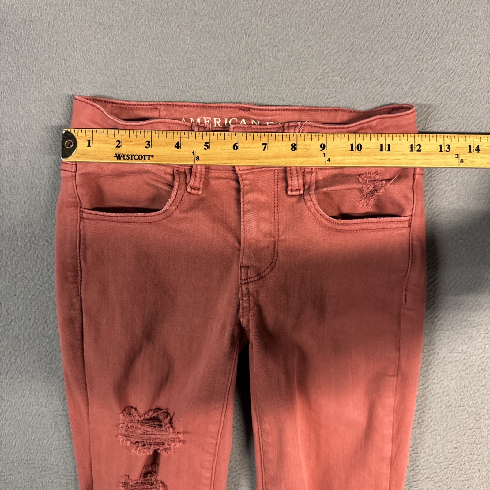 American Eagle Jeans Womens 00 Short Candy Pink Jegging Stretch Distressed Denim
