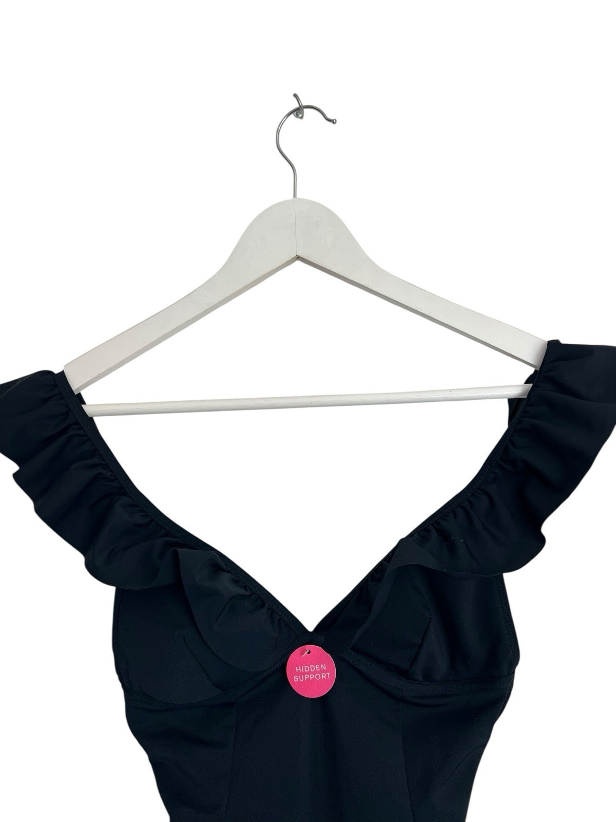 Monsoon New Swimsuit Accessorize Black Ruffle Shaping RRP £40 Size 8