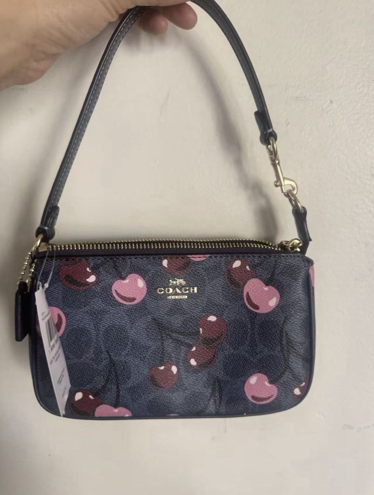 Coach Nolita 19 Signature Coated Canvas Cherry Print CZ011 in Denim NWT