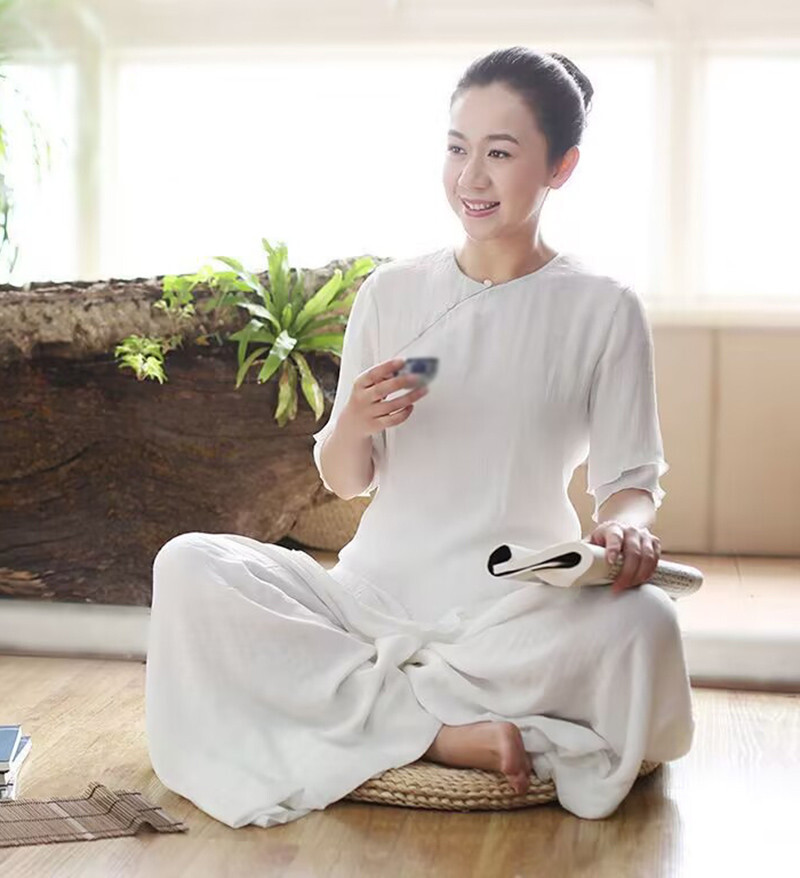Chinese Style Womens Casual Wide Leg Pants Loose Tai chi Trousers Spring Ethnic