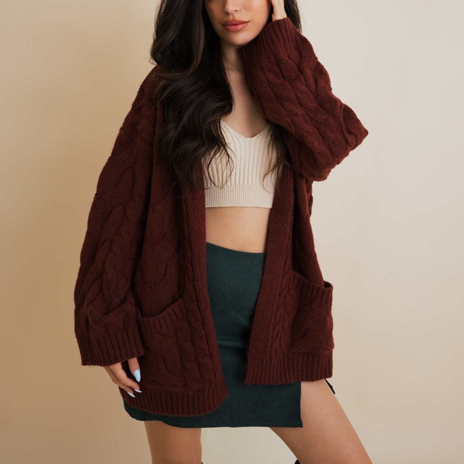 Dreamy Days Cable Knit Open-Front Cardigan – Cozy & Stylish for All Seasons