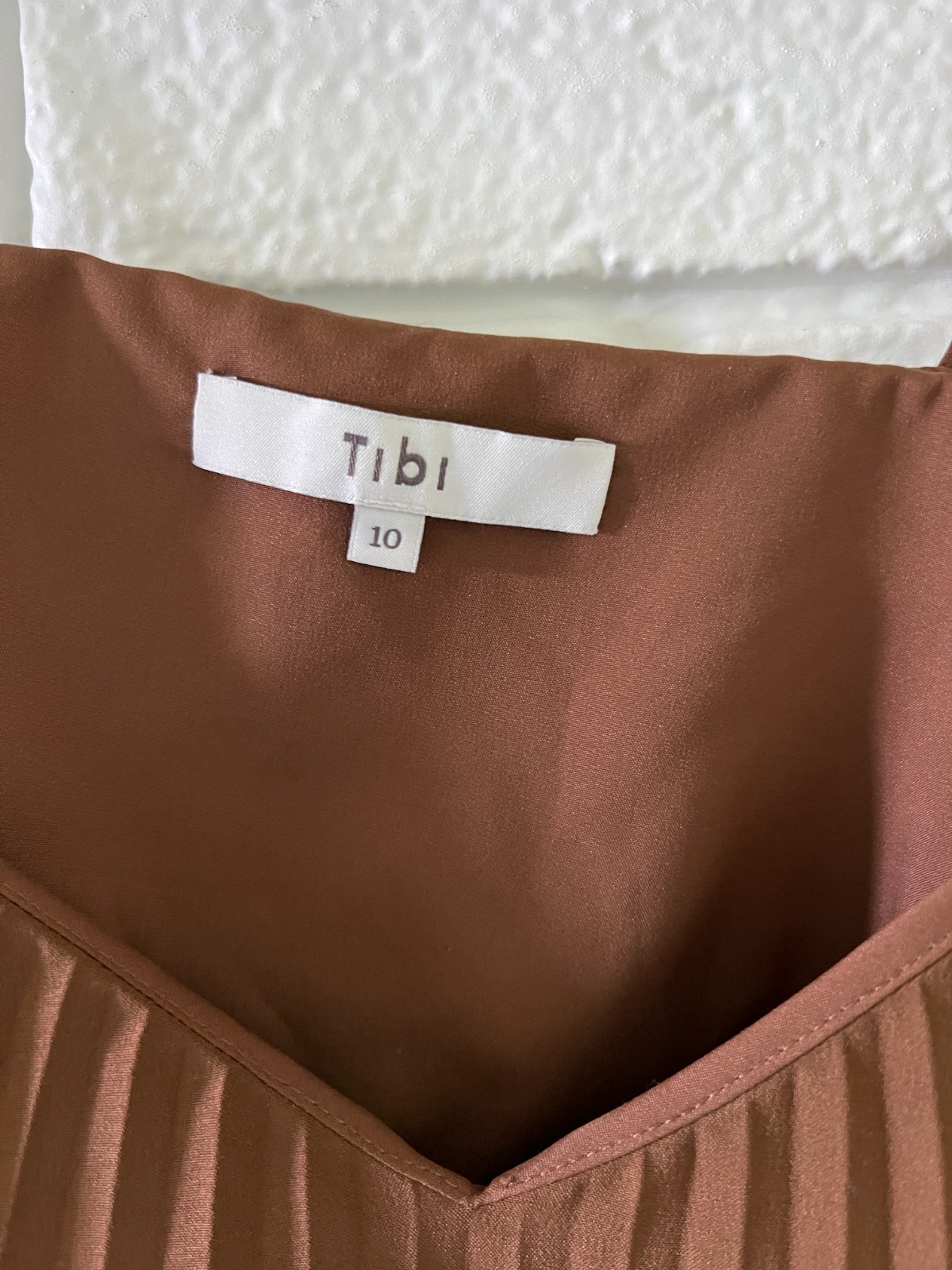 Tibi Edith Pleating Accordion Pleated Camisole Top Brown Size 10