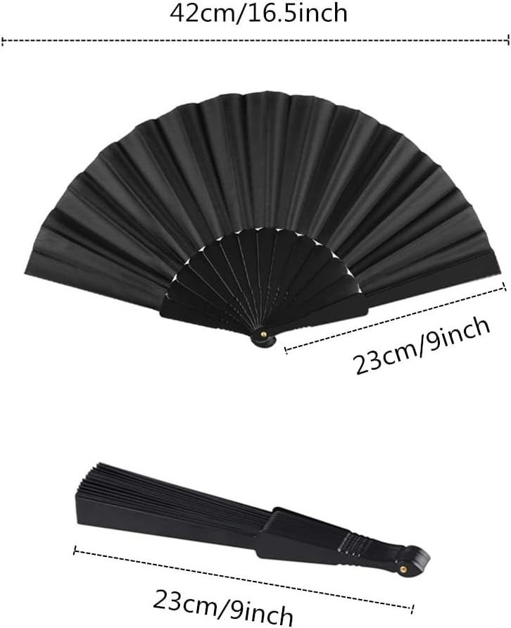 4/10 Pcs Black Handheld Folding Fan, Decoration Fold Hand Fan Nylon Cloth Chines
