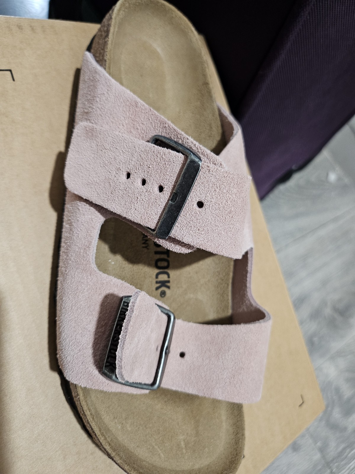 Birkenstock Arizona Shearling Suede Leather Pink Clay, Size 39 Narrow