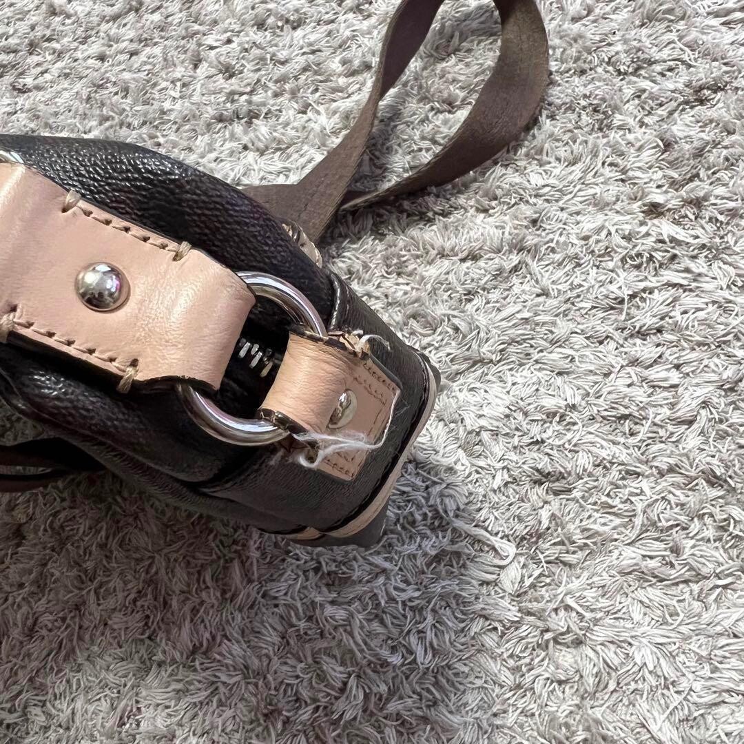 COACH Monogram Brown Leather Crossbody Shoulder Bag Outer Pocket Women’s 8.46in