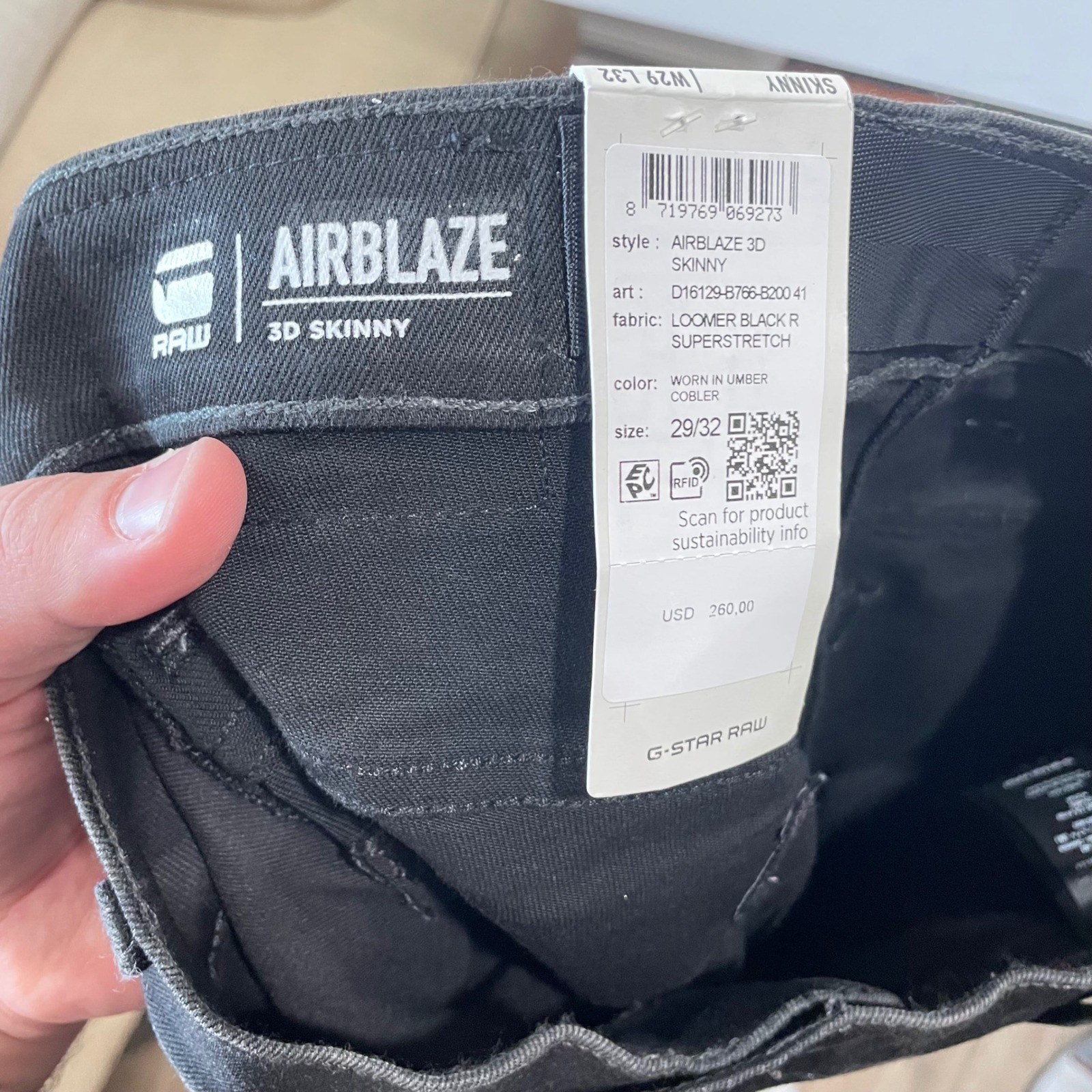 G-Star RAW Airblaze 3D Skinny Jeans Cargo Pants Black Denim W29 L32 NEW