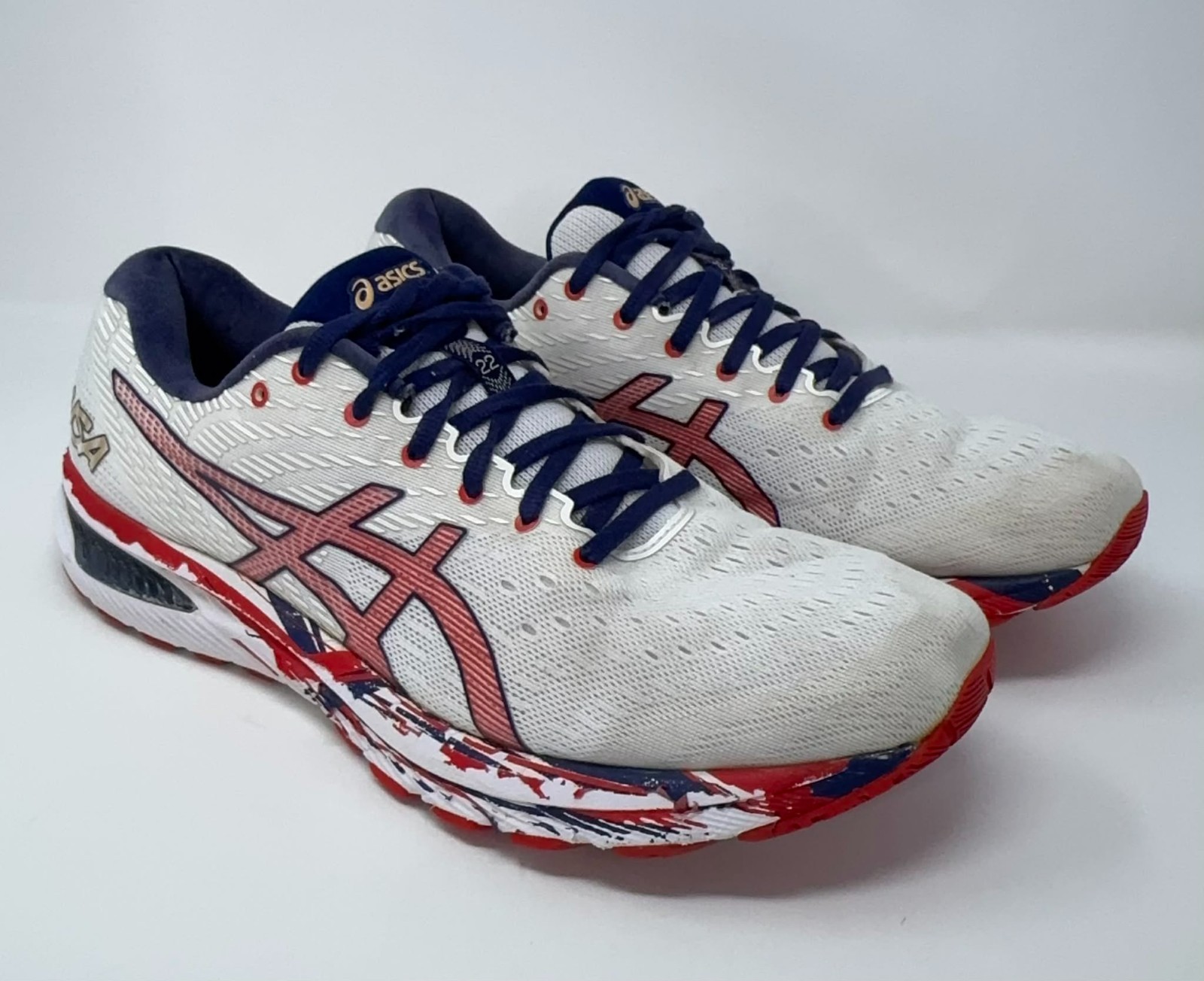 ASICS GEL-Cumulus 22 Shoes Men’s Size 12 USA White Red Blue Running Training