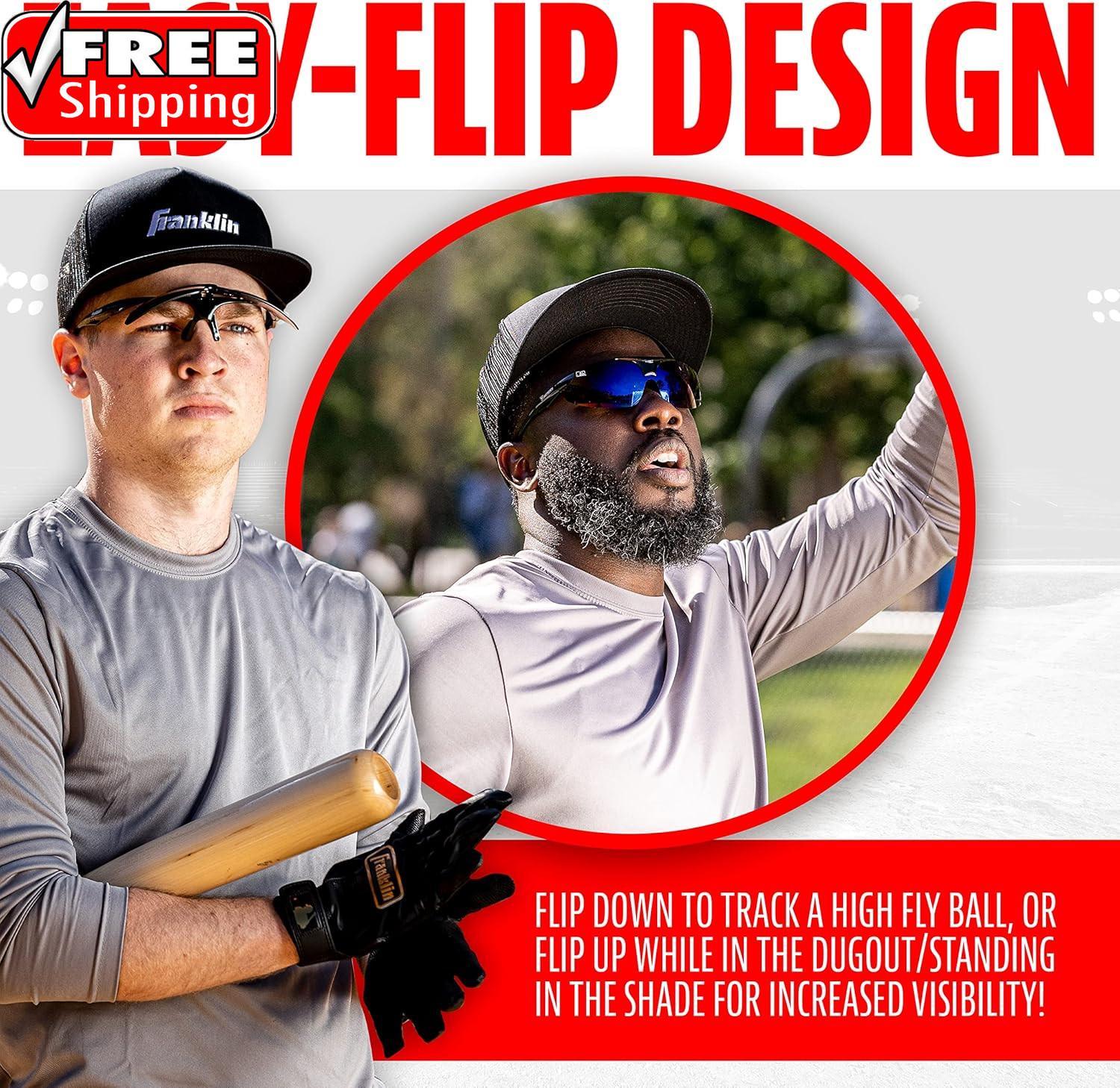 Franklin Sports Baseball + Softball Sunglasses – Men’S + Women’S Sports Sunglass