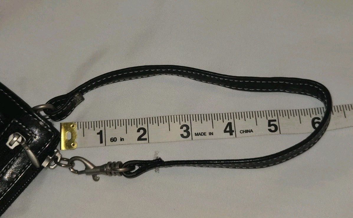 Nino Bossi Black Leather Double Push Lock • Zip Clutch Wallet Wristlet • EUC