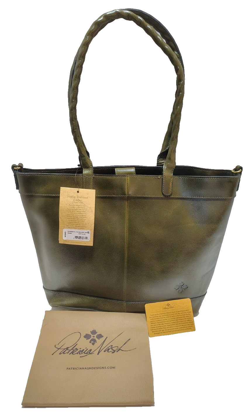 Patricia Nash Mallory Convertible Tote Soft Olive Leather Bag NWT MSRP $249 P996