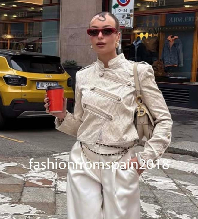 ZARA NEW WOMAN ZW ARMY LIMITED EDIT. JACQUARD CROPPED JACKET BEIGE 2292/015/450