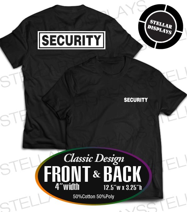 SECURITY Guard Bouncer Staff Event T-Shirt Short Sleeve Black Small Large XLarge